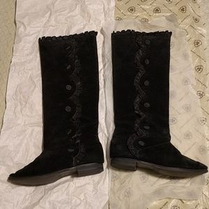 Black suede boots